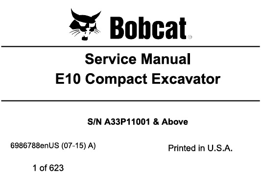Bobcat E10 Manual