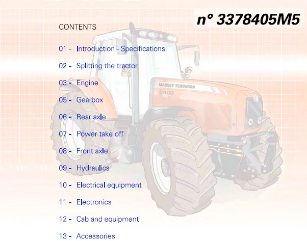 Massey Ferguson MF 6400 Series Tractor (6445, 6455, 6460, 6465, 6470