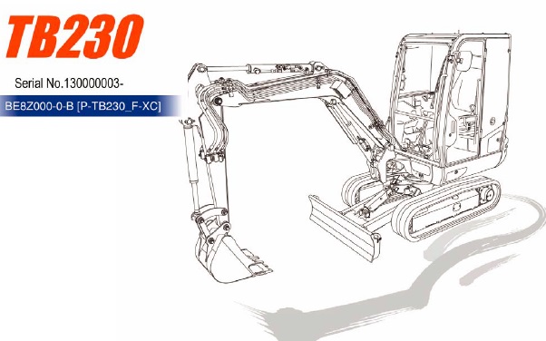 Takeuchi TB230 Mini Excavator Parts Manual – Service Manual Download