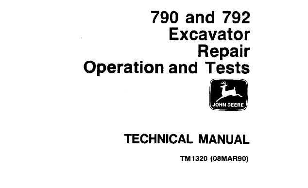 John Deere 790, 792 Excavator Repair, Operation and Tests Technical ...