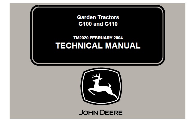 John Deere G100 G110 Garden Tractors Technical Manual Tm2020