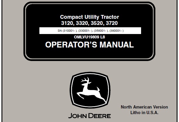 JOHN DEERE 3520 3720 TRACTOR OPERATORS MANUAL