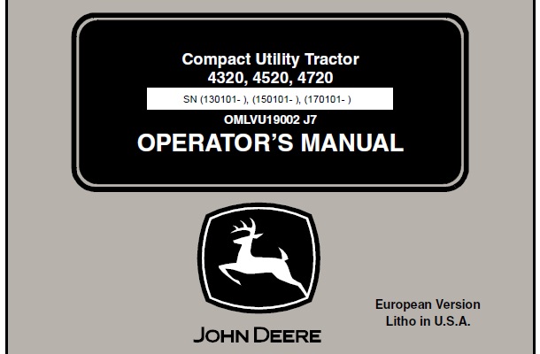 John Deere OPERATORS MANUAL 4320 TRACTOR
