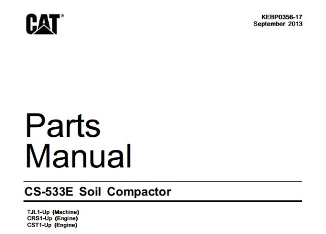 Caterpillar Cat CS-533E Soil Compactor Parts Manual (TJL1-Up)