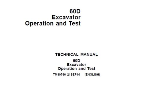 John Deere 60D Excavator Operation and Test Technical Manual