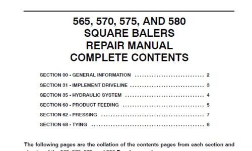 New Holland 565 , 570 , 575 , 580 SQUARE BALERS Service Repair Manual