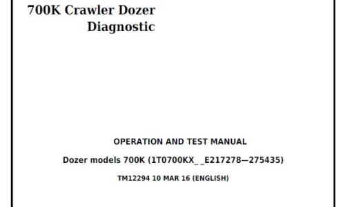 John Deere 700K Crawler Dozer (217278-275435) Diagnostic, Operation & Test Manual