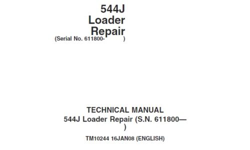 John Deere 544J Loader Repair Technical Manual (TM10244)