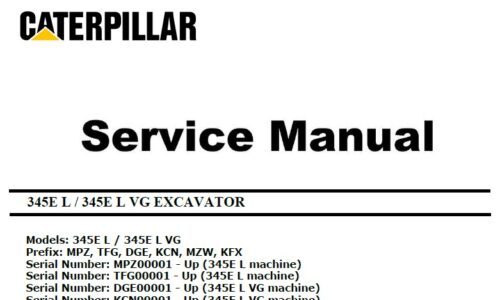 Caterpillar Cat 345E L (MPZ, TFG, DGE, KCN, C13 Engine) Hydraulic Excavator Service Repair Manual