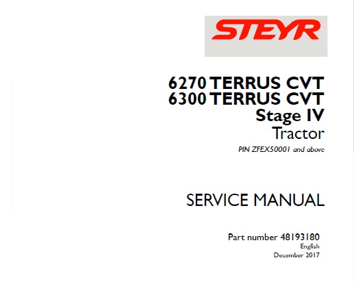 Steyr 6270 TERRUS CVT, 6300 TERRUS CVT Stage IV Tractors Service Repair Manual