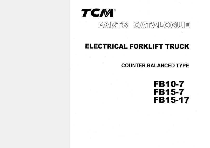 TCM FB10-7, FB15-7, FB15-17 Electrical Forklift Parts Manual
