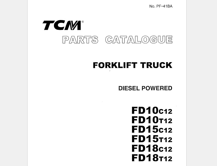 TCM FD10C12-FD18T12 Diesel Powered Forklift Parts Catalogue