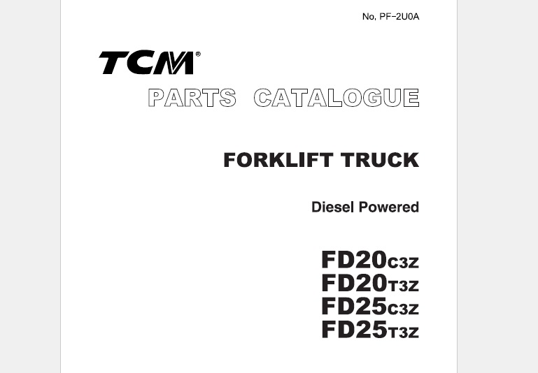 TCM FD20C3Z-FD25T3Z Diesel Powered Forklift Truck Parts Catalogue