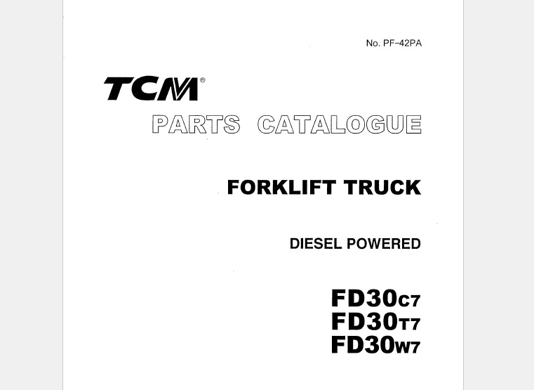 TCM FD30C7, FD30T7, FD30W7 Diesel Forklift Parts Catalog