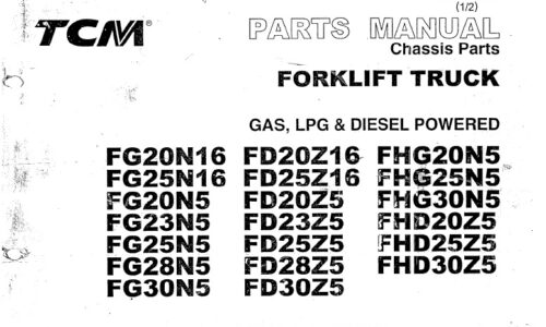 TCM FG20N16 - FD30Z5 Forklift Truck Parts Manual