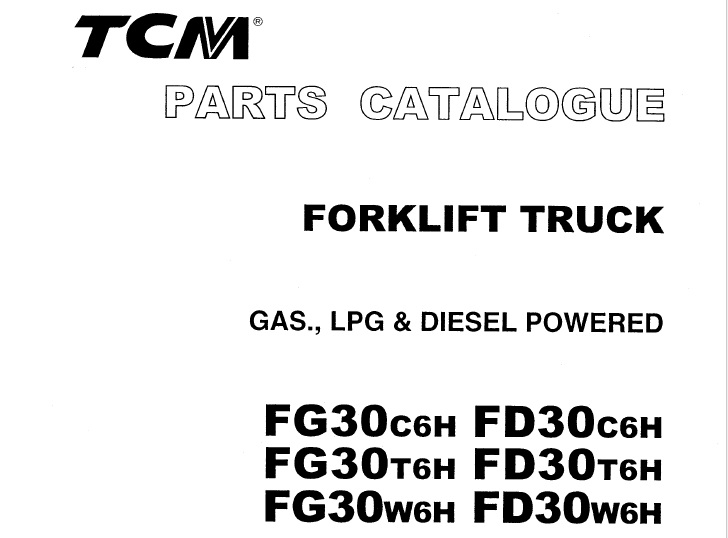 TCM FG30C6H - FD30W6H Gas & Diesel Forklift Parts Catalogue
