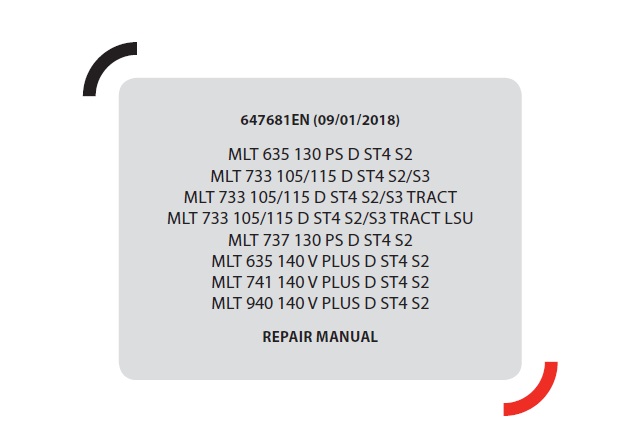 Manitou MLT 635, 733, 741, 940 ST4 Lift Truck Repair Manual