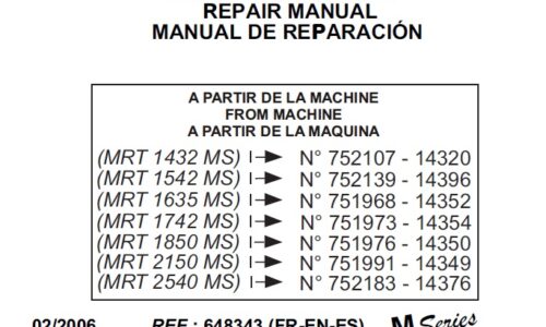 Manitou MRT 1432 1542 1635 1742 1850 2150 2540 Repair Manual
