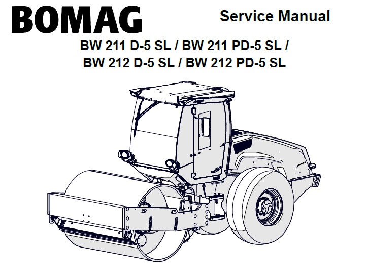 Bomag BW 211, 212 D-5, PD-5 SL Single Drum Roller Service Repair Manual