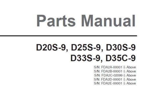Doosan D20S-9, D25S-9, D30S-9, D33S-9, D35C-9 Forklift Parts Manual