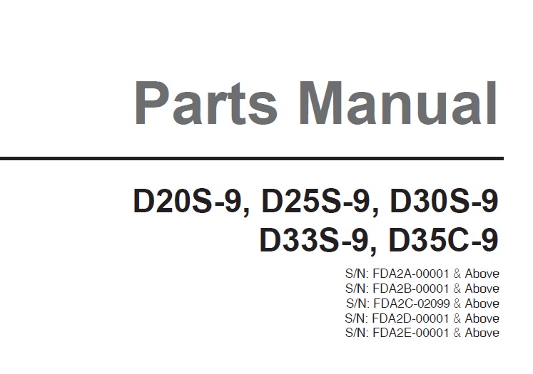 Doosan D20S-9, D25S-9, D30S-9, D33S-9, D35C-9 Forklift Parts Manual