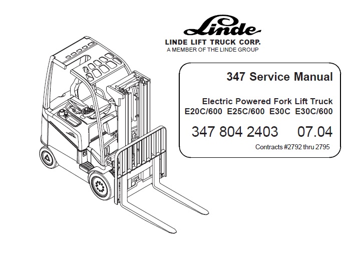Linde E20C, E25C, E30C Electric ForkLift 347 Service Manual