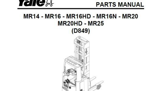 Yale (D849) MR14, MR16, MR20, MR25 Forklift Parts Manual