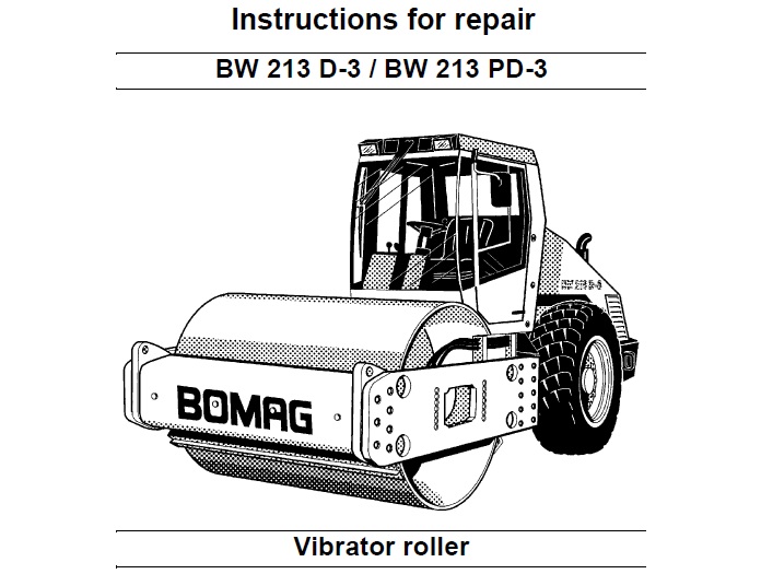 Bomag BW 213 D-3, BW 213 PD-3 Vibrator Roller Repair Manual