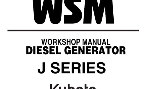 Kubota J Series Diesel Generator Workshop Service Manual