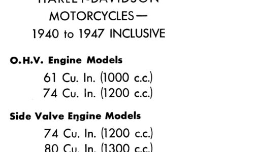 1940-1947 Harley-Davidson 61, 74, 80 Motorcycle Service Manual