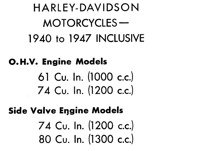 1940-1947 Harley-Davidson 61, 74, 80 Motorcycle Service Manual