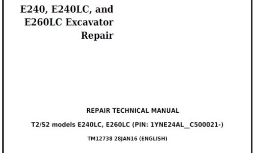 John Deere E240, E240LC, E260LC Excavator Repair Technical Manual (TM12738)