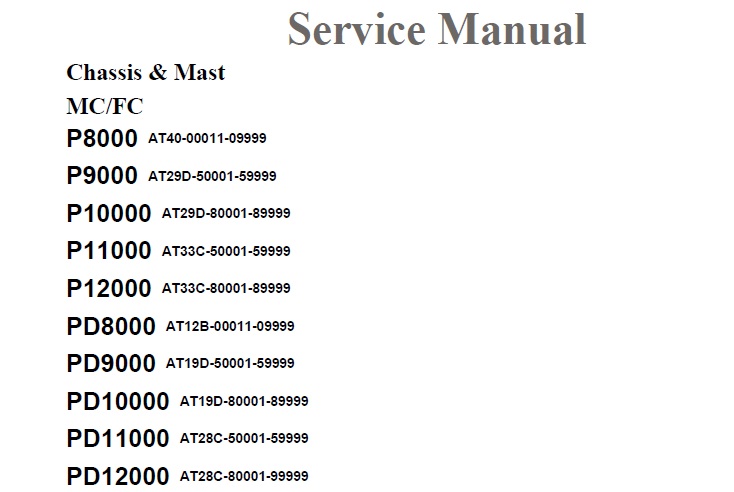 Cat P8000 to P12000, PD8000 to PD12000 Forklift Service Manual