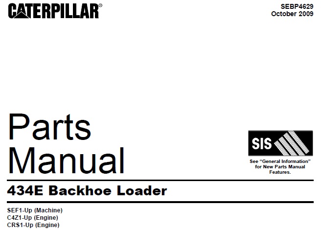 Caterpillar Cat 434E Backhoe Loader Parts Manual (SEF)