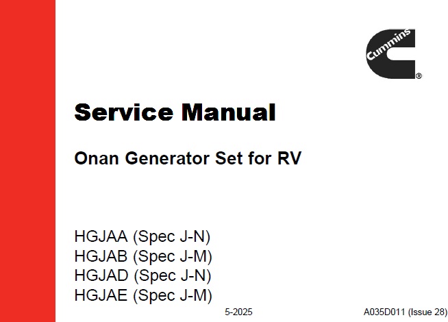 Onan HGJAA, HGJAB, HGJAD, HGJAE (J-N, J-M) Service Manual