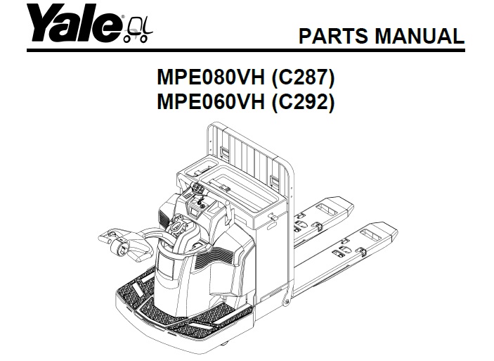Yale (C287) MPE080VH, (C292) MPE060VH Forklift Parts Manual