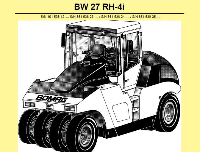 Bomag BW 27 RH-4i Rubber Tire Roller Service Manual