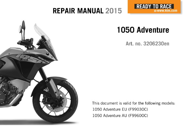 KTM 1050 Adventure Service Repair Manual 2015
