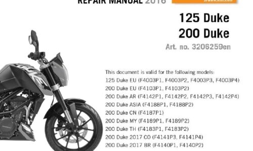 KTM 125 Duke, 200 Duke Service Repair Manual 2016