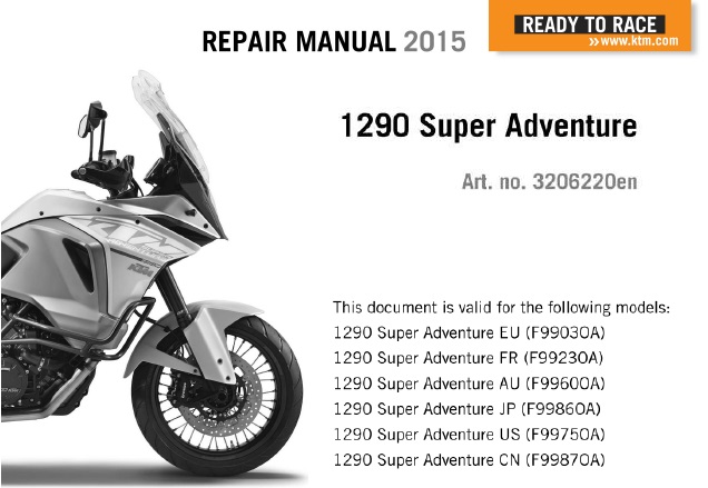 KTM 1290 Super Adventure Service Repair Manual 2015