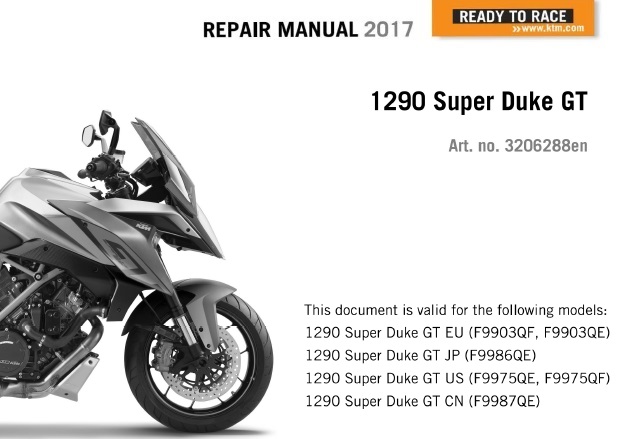 KTM 1290 Super Duke GT Service Repair Manual 2017