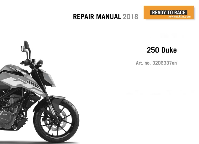 KTM 250 Duke Service Repair Manual 2018