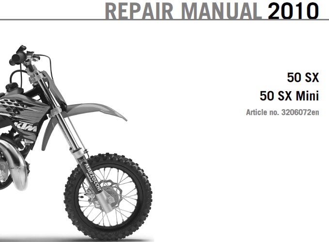 KTM 50 SX, 50 SX Mini Service Repair Manual 2010
