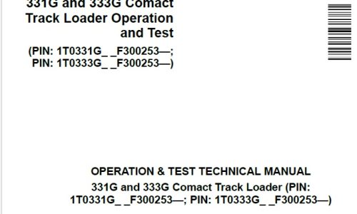 John Deere 331G, 333G Comact Track Loader Operation and Test Technical Manual (TM14062X19)
