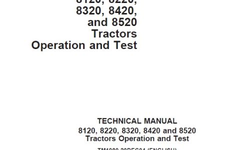 John Deere 8120, 8220, 8320, 8420, 8520 Tractors Operation and Test Technical Manual (TM1980)
