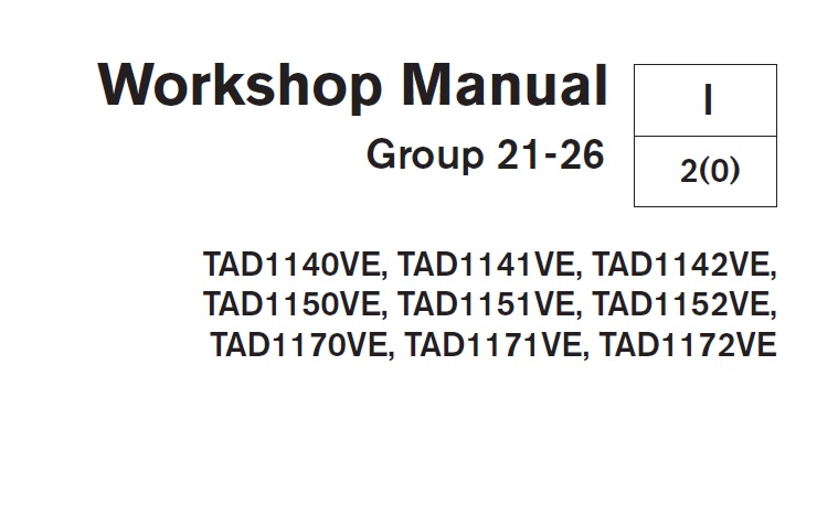Volvo Penta TAD1140VE to TAD1172VE Workshop Manual