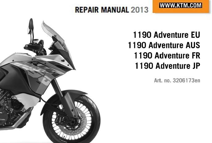 KTM 1190 Adventure Service Repair Manual 2013