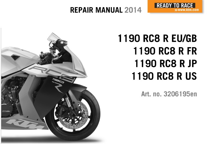 KTM 1190 RC8 R Service Repair Manual 2014