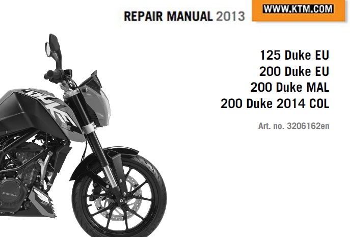 KTM 125 Duke, 200 Duke Service Repair Manual 2013