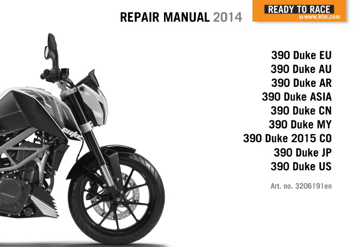 KTM 390 Duke Service Repair Manual 2014